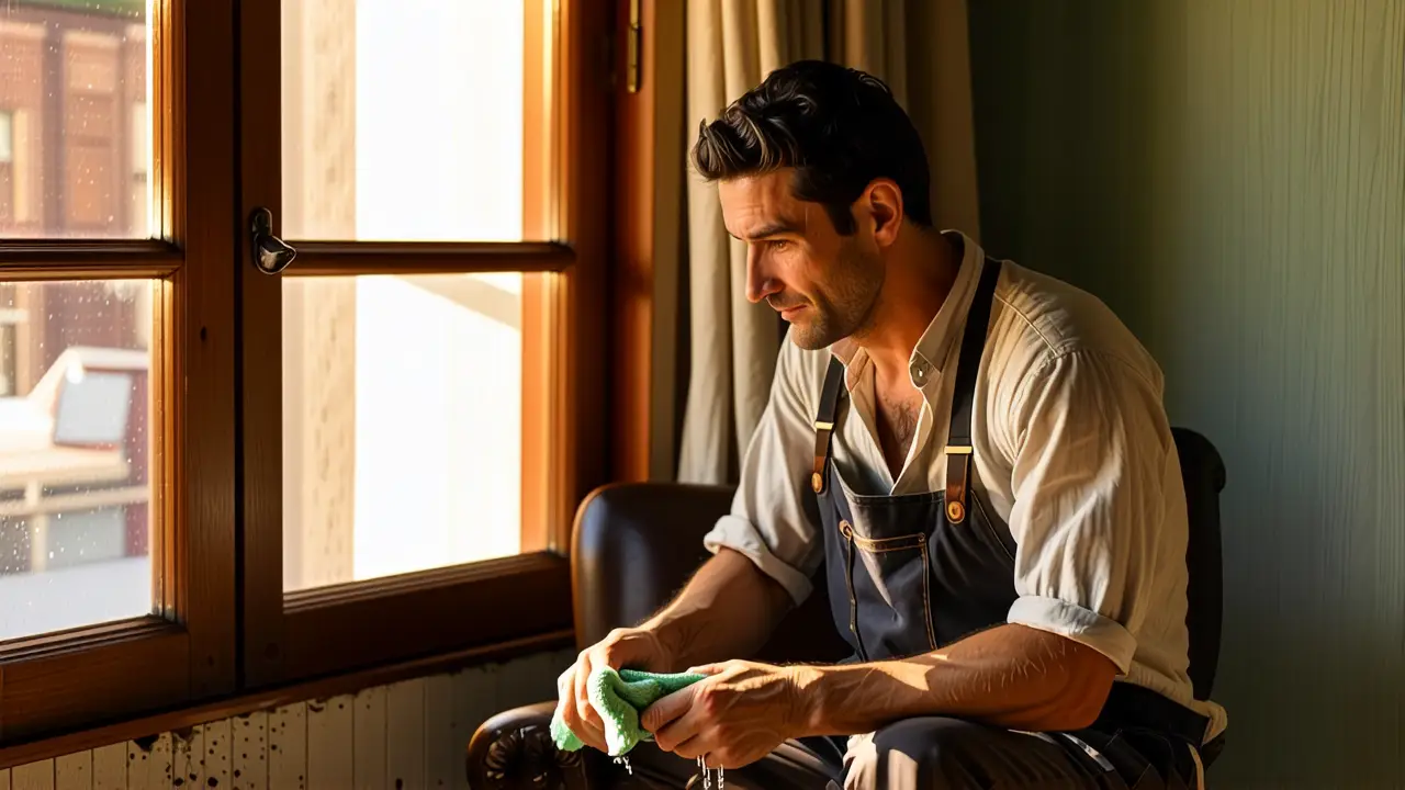 Un hombre pensativo en la luz dorada