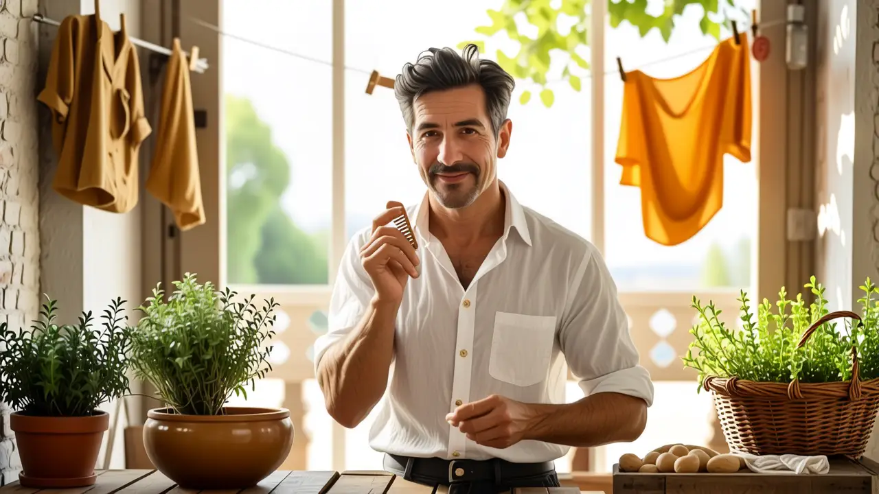 Como limpiar cepillos pelo: guía completa | Limpiar peines 4 Un hombre amable en la luz cálida