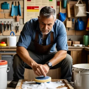 Un hombre español limpia con precisión y tradición