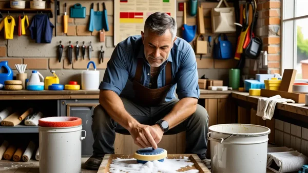 Un hombre español limpia con precisión y tradición