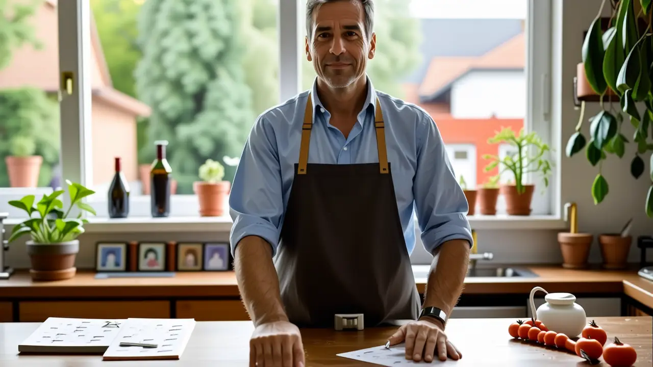 Un hombre limpio limpia con luz cálida