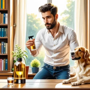 Un hombre pensativo en un hogar acogedor