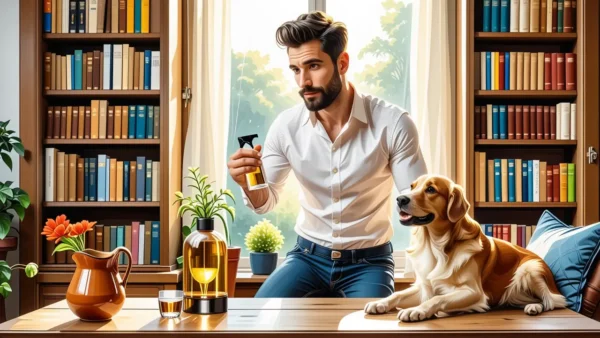 Un hombre pensativo en un hogar acogedor