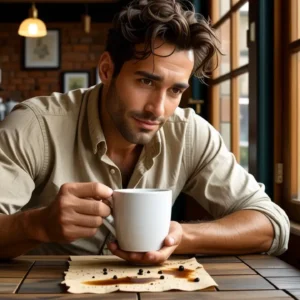 Quitar Mancha Cafe: Guía Rápida y Efectiva 11 Un hombre examina una mancha en un café español