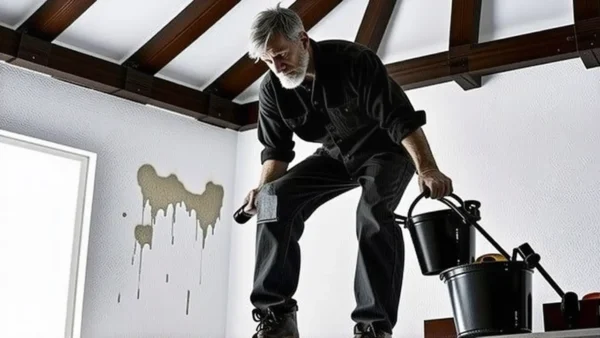 Un hombre limpia con determinación en la luz