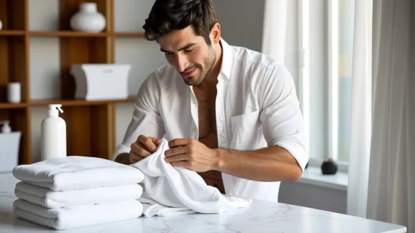 Tide: Elimina manchas de heces en calzoncillo y ropa interior 1 Un hombre examina una mancha en la luz suave