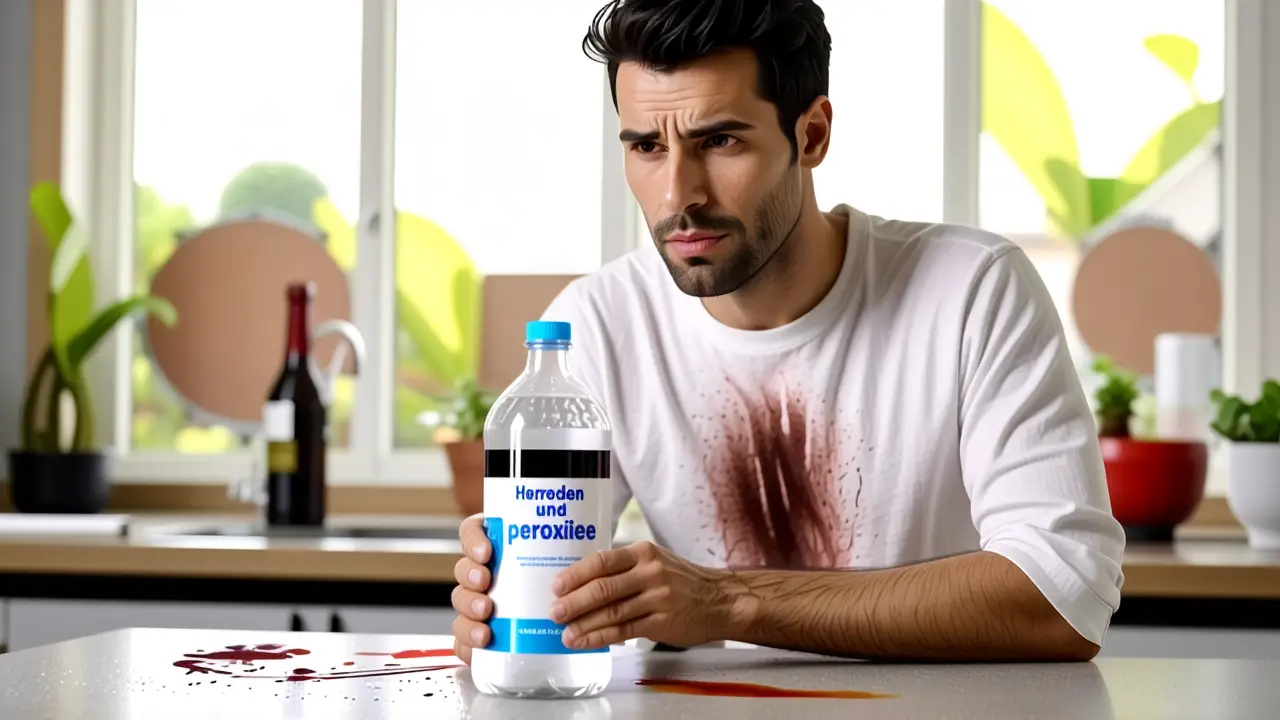 Un hombre preocupado limpia una mancha con cuidado