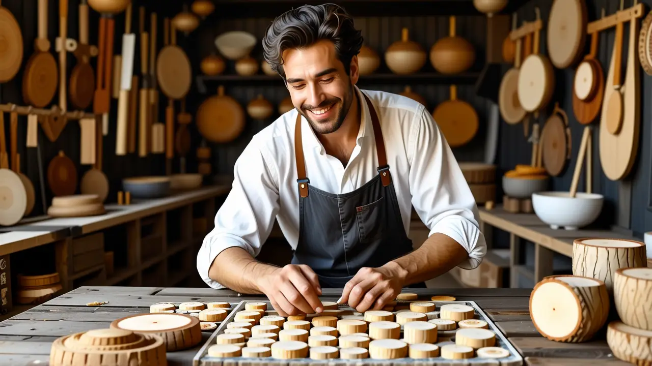 Manualidades Corchos: Ideas Útiles para el Hogar 3 Un artesano crea mosaicos cálidos en su taller