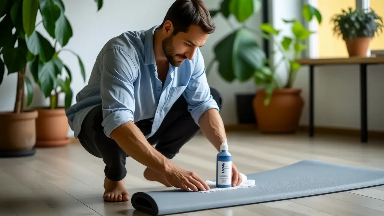 Un hombre español limpia con cuidado