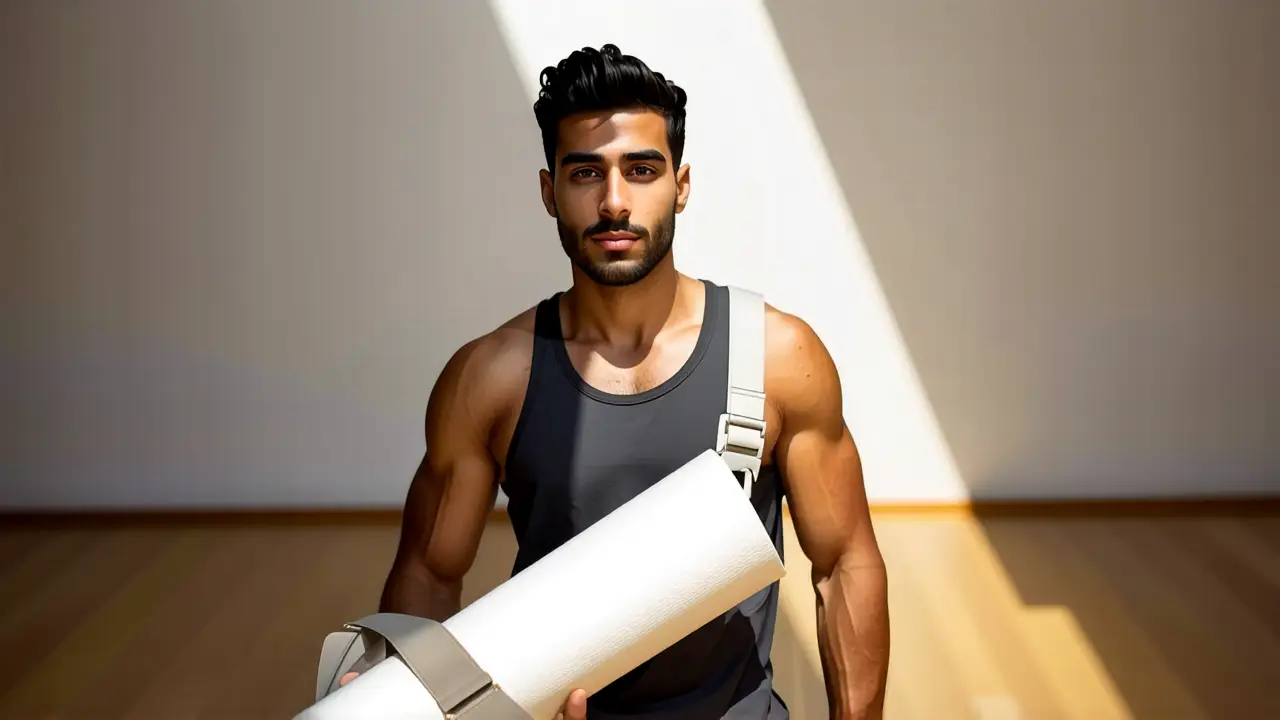 Fotógrafo documental captura un hombre atlético en yoga