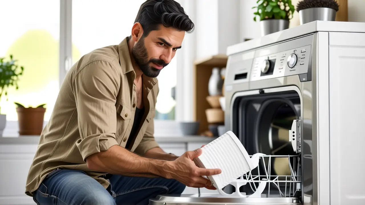 Un hombre resuelve problemas en la cocina