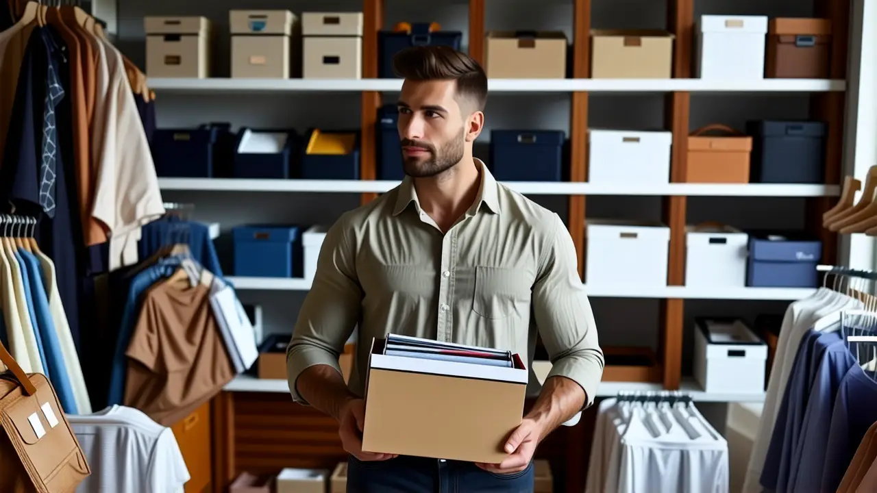 Un hombre minimalista organiza su espacio con calma