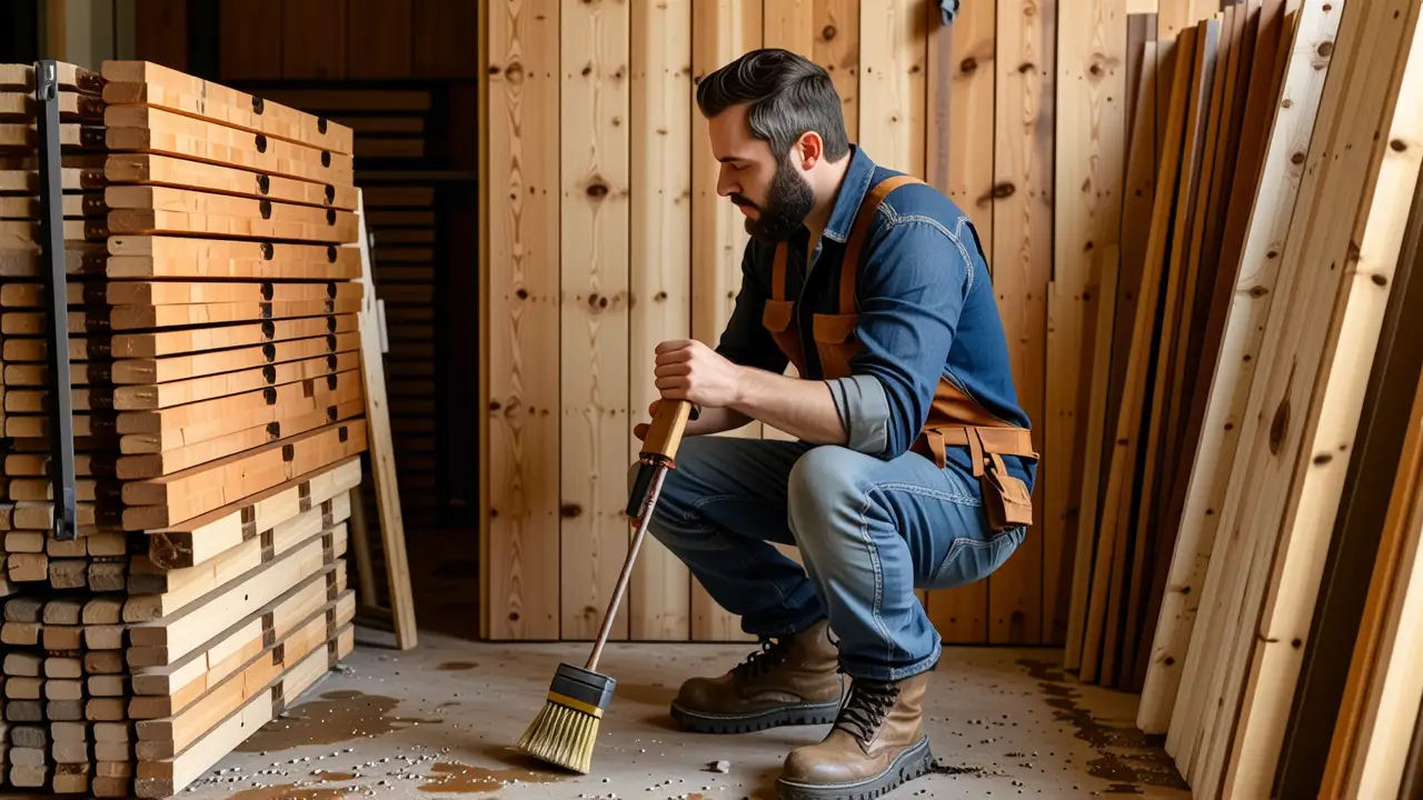 Restaurador examina madera con cuidado y detalle