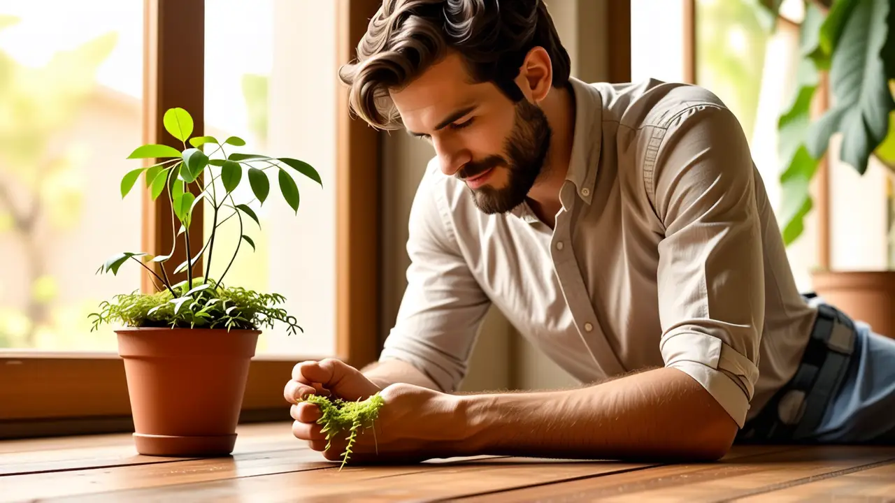 Un hombre examina sus pies con cuidado