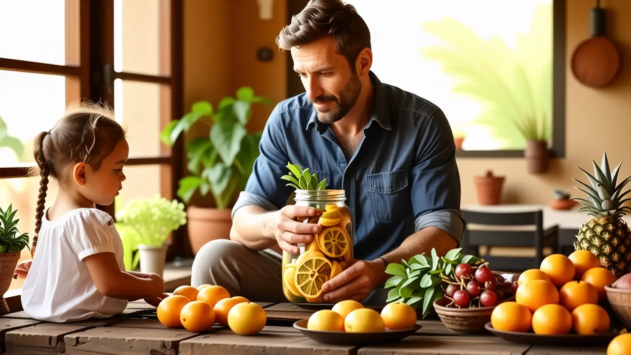 Un hombre y niña evocan serenidad rural