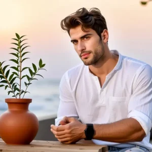 Un hombre pensativo en la luz dorada