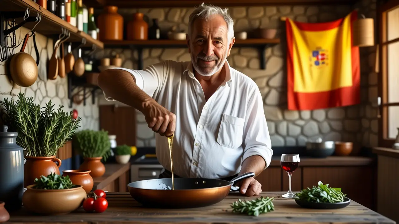 Como limpiar olla quemada: guía completa y fácil 2 Un hombre español amable derrama vinagre en la cocina