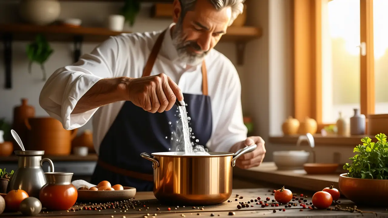Como limpiar olla quemada: guía completa y fácil 3 Un hombre español prepara agua en cocina