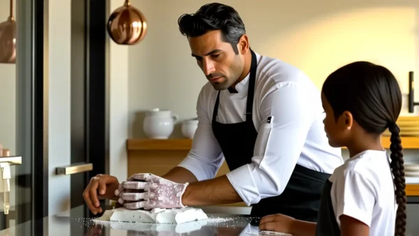 Chef contempla su trabajo con atención