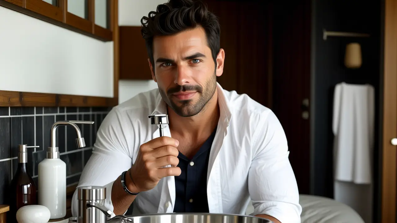 Un hombre español contempla su reflejo en el metal