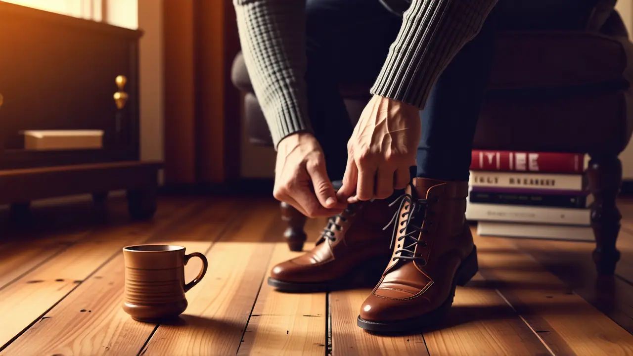 Quitar Mal Olor Zapatos: Remedios Efectivos 4 Fotógrafo captura hombre pensativo en hogar cálido
