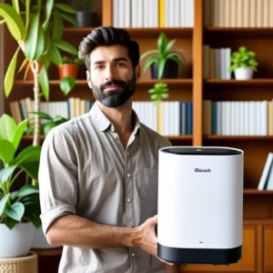 Un hombre pensativo en un salón acogedor