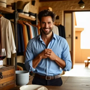 Un hombre elegante en una casa española