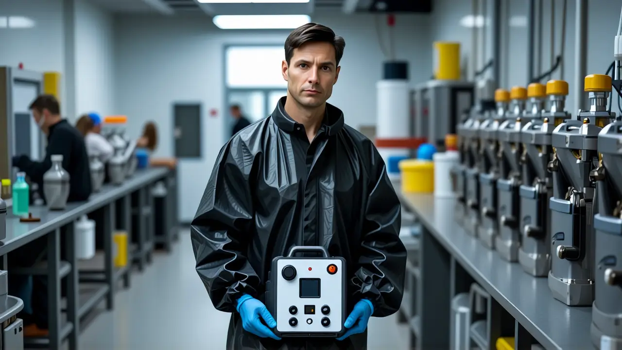 Limpieza con Ozono: Desinfección Lavadora 57 4 Fotógrafo realista captura seriedad en laboratorio