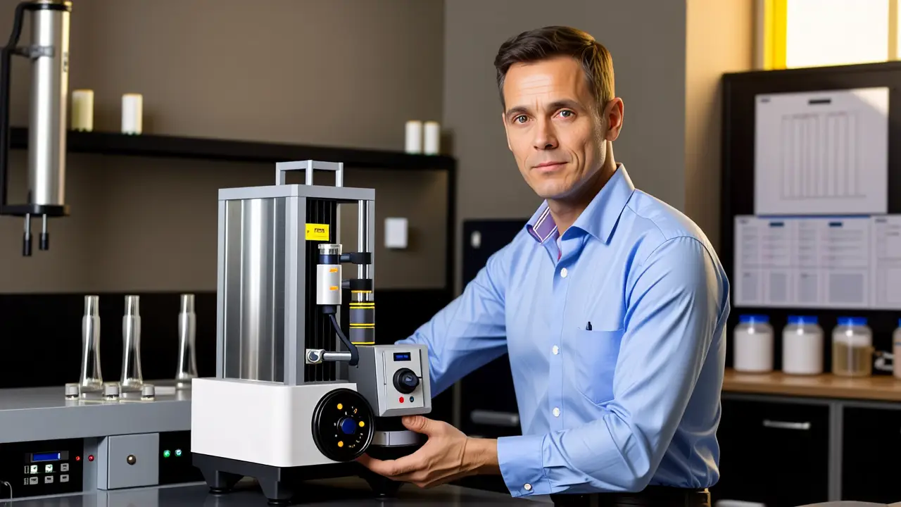 Ozono para Limpieza: Efectos Secundarios y Desinfección 3 Un hombre preocupado examina un generador en laboratorio