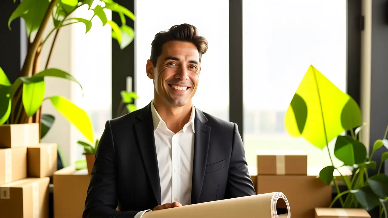 Un hombre transmite sostenibilidad con elegancia y luz