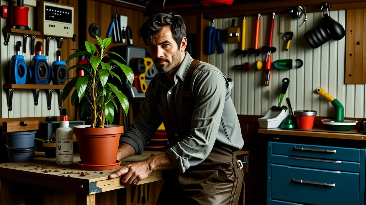 Paso Antimoho: Elimina Moho Profundo y Seguro 2 Un hombre pensativo usa solución anti-moho