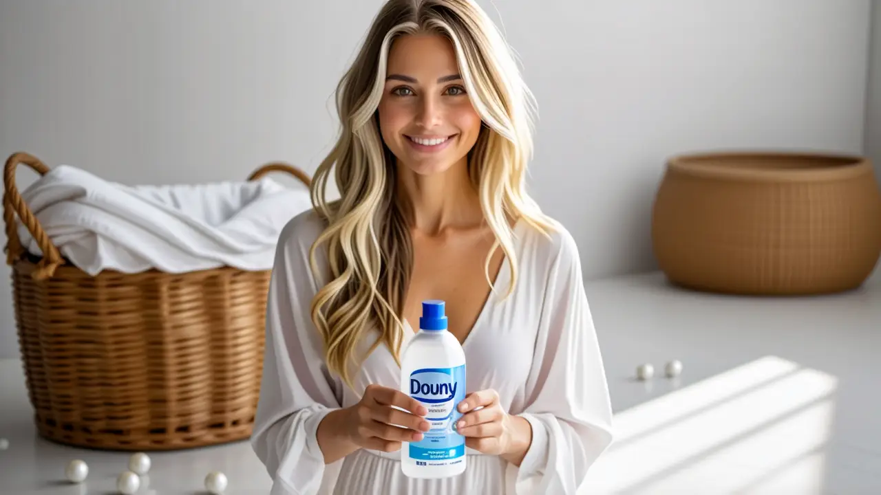 Perlas Downy: Suavizante en Perlas para Ropa 3 Una mujer blanca transmite frescura y confort