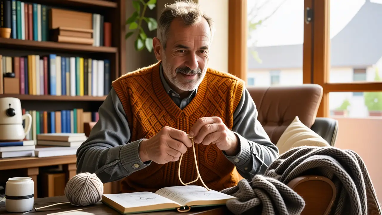 Ropa para perro: Crea abrigos caseros fáciles 5 Un hombre español amable teje con calidez y sencillez
