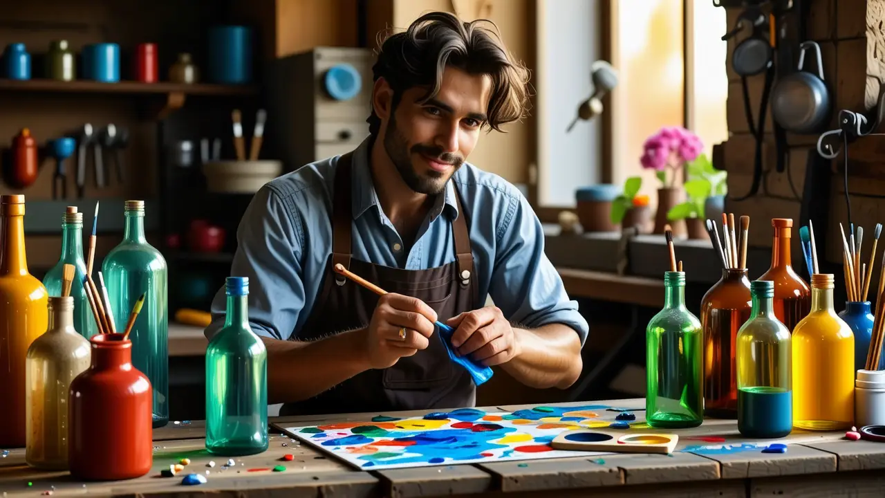 Como pintar botellas de cristal: guía creativa y reciclaje 2 Un artista español crea con pasión y color