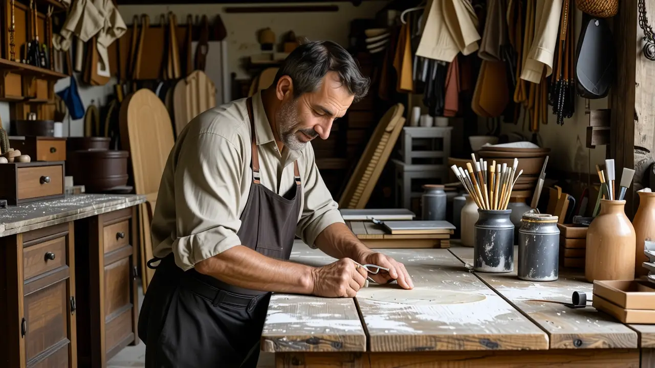 Un artesano español aplica barniz con maestría