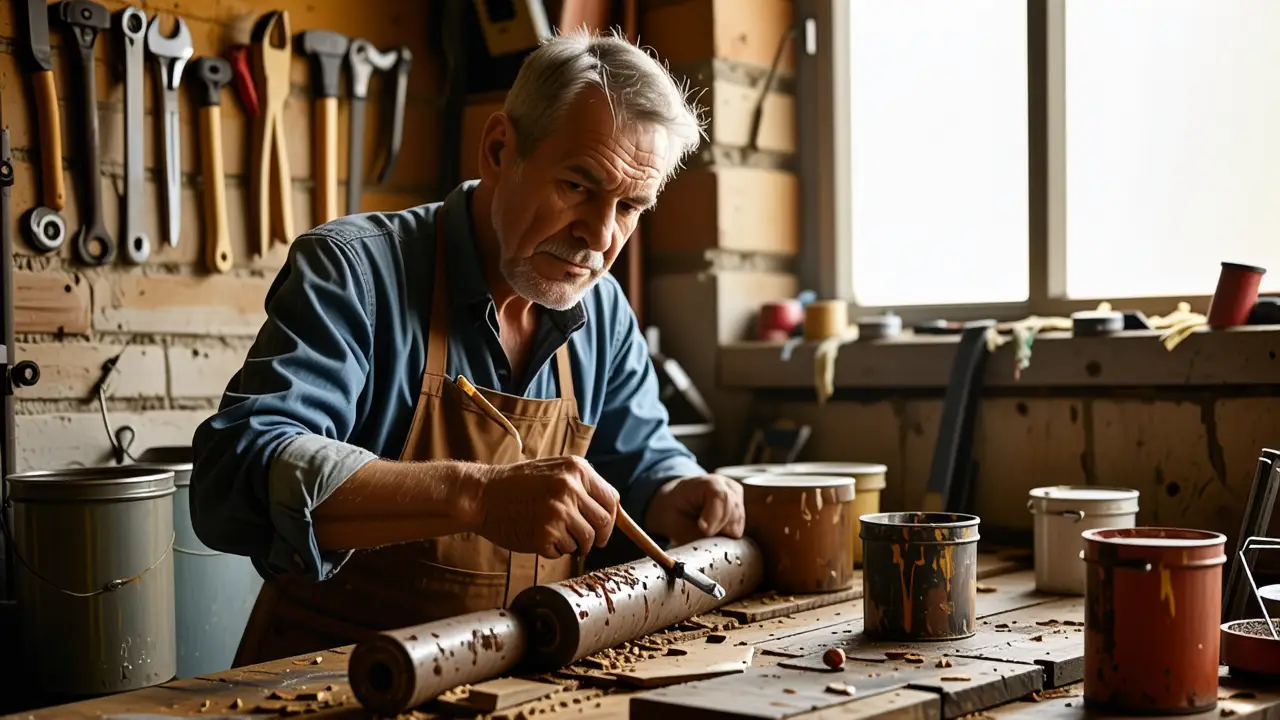 Pintar Rejas: Guía Completa para Restaurar 2 Un realista pinta un hombre en un taller