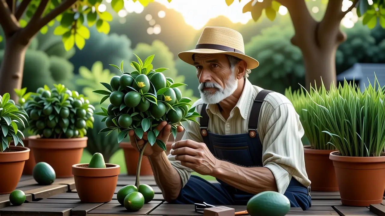 Plantar Aguacate: Guía para Cultivar Palta en Casa 5 Un hombre contempla un árbol en la luz dorada