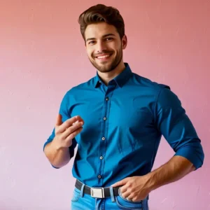 Quitar Plastilina Ropa: Solución Efectiva 11 Un modelo masculino casual en estudio