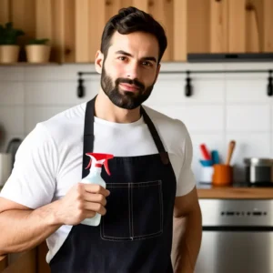 Un hombre pensativo en una cocina cálida y acogedora