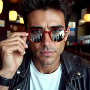 Un hombre intenso en un club nocturno