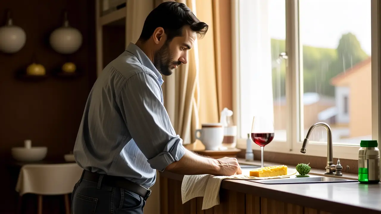 Que es limpiar: ordenar y limpiar para tu hogar 5 Un hombre español limpia con calma