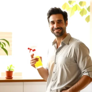 Amoníaco: Limpieza Eficaz y Segura en Casa 11 Hombre español limpio en una cocina cálida