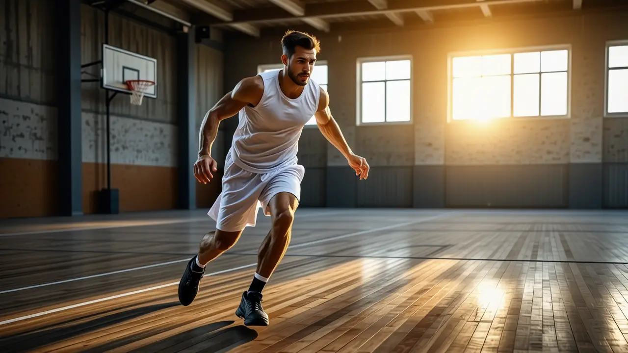 Un atleta musculoso captura la luz en acción