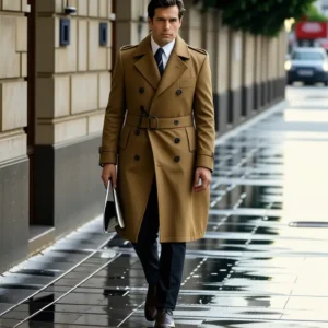 Un hombre melancólico camina en Barcelona