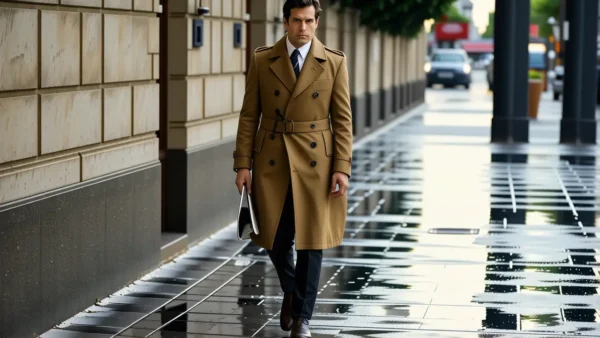 Un hombre melancólico camina en Barcelona