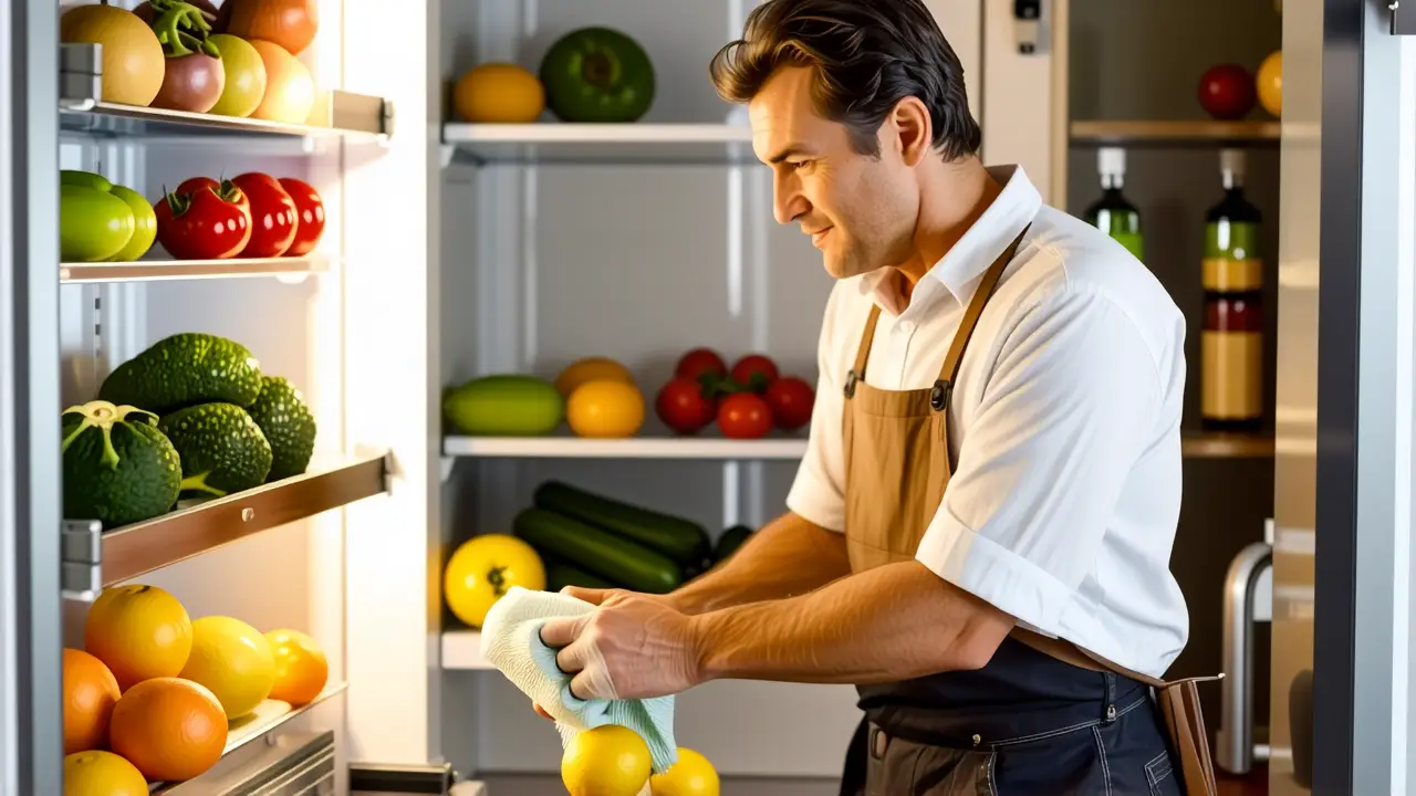 Un hombre limpio limpia con atención