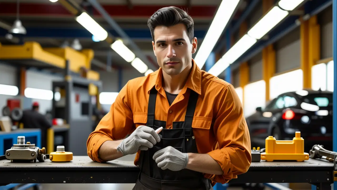 Un mecánico detallista protege un coche
