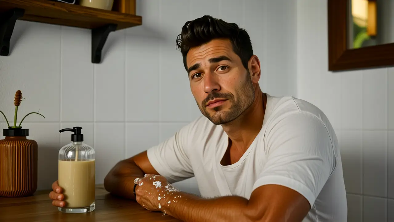 Un hombre español se lava suavemente