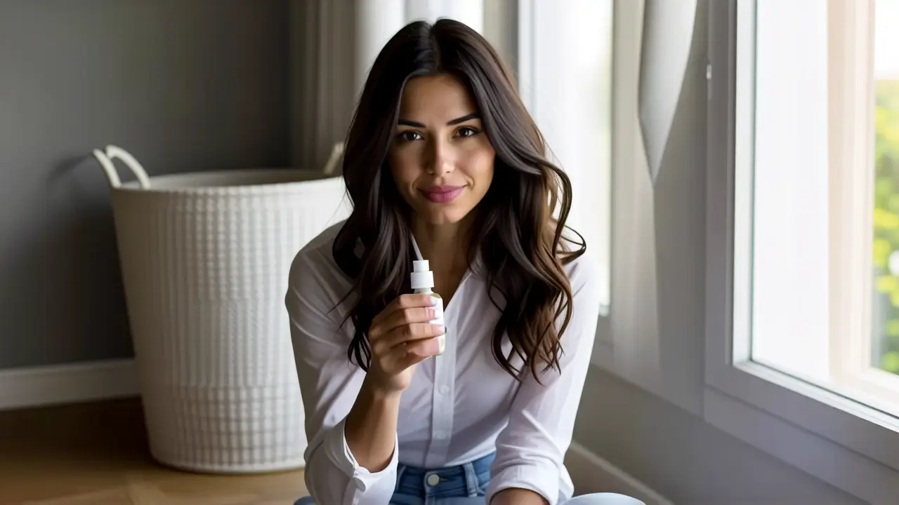 Como quitar manchas de esmalte en la ropa 4 Mujer pensativa en hogar cálido y natural