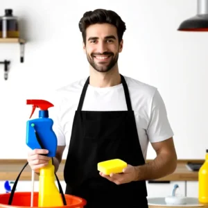 Un hombre limpio guía la limpieza